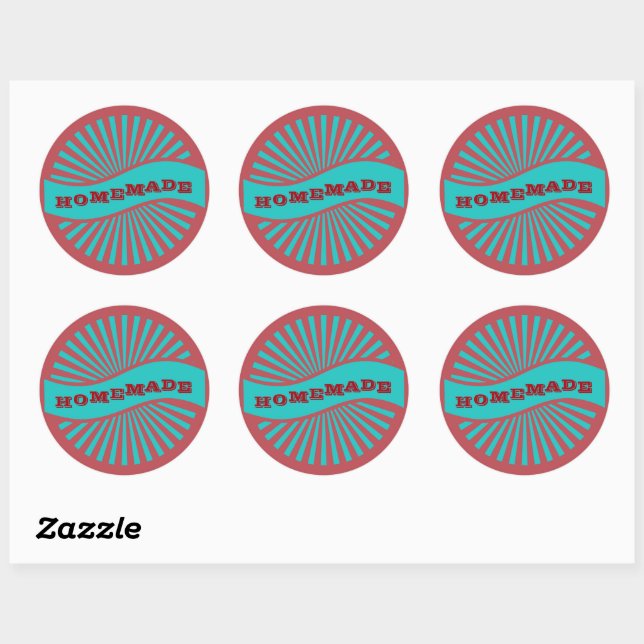 Red and Blue Sunburst Banner Homemade Label (Sheet)