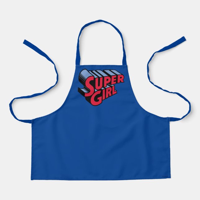 Red and Blue Supergirl Stacked Name Logo Apron (Front)