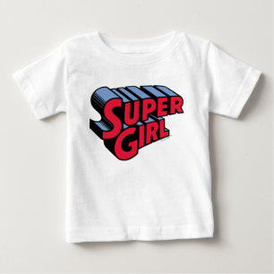 Red and Blue Supergirl Stacked Name Logo Baby T-Shirt