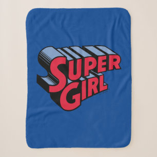Red and Blue Supergirl Stacked Name Logo Sherpa Blanket