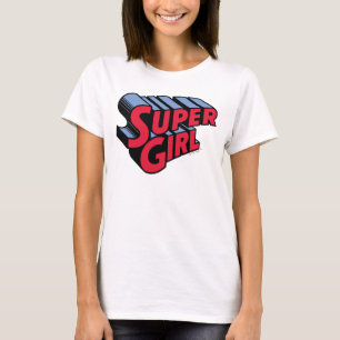 Red and Blue Supergirl Stacked Name Logo T-Shirt