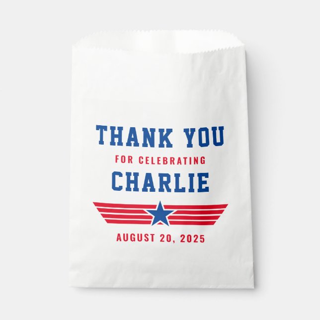 Red and Blue TopOne Birthday Thank You Favour Bag (Front)