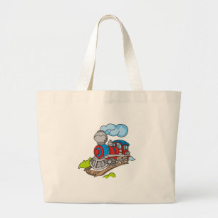 Red and Blue Train Large Tote Bag