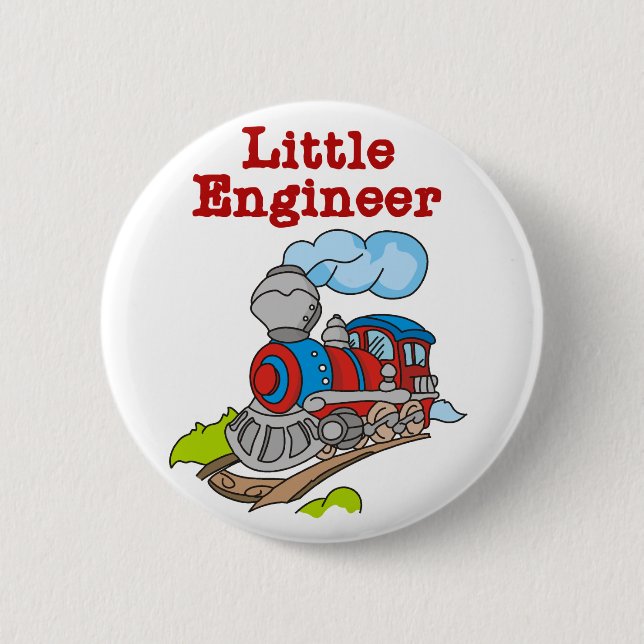 Red and Blue Train Little Engineer 2 Inch Round Button (Front)