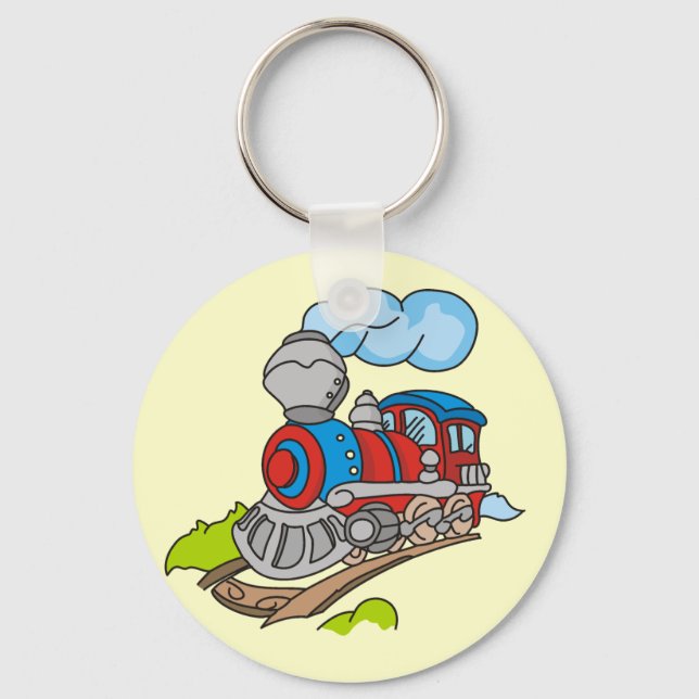 Red and Blue Train Tshirts and Gifts Keychain (Front)