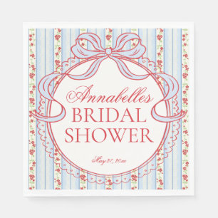 Red and Blue Vintage Fancy Floral Bridal Shower Napkin