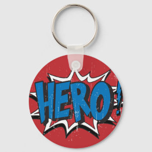 Red and Blue Vintage Hero Graphic Super Heroes Art Keychain