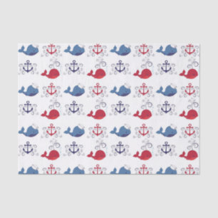 Red and Blue Whales and Anchor Tissue Paper