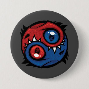 Red and Blue Yin Yang Dragons 3 Inch Round Button