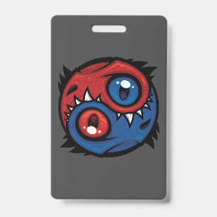 Red and Blue Yin Yang Dragons Badge