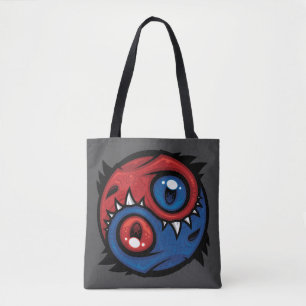 Red and Blue Yin Yang Dragons Tote Bag
