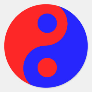 Red and Blue Yin Yang Symbol Classic Round Sticker