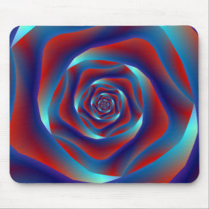 Red and Blues Spiral Rose Mousepad