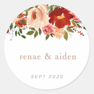 Red and blush floral sticker