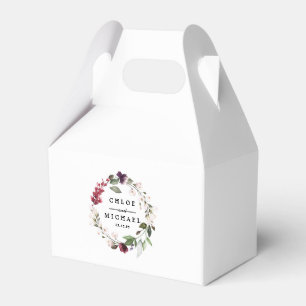 Red and Blush Pink Floral Wreath Favor Box