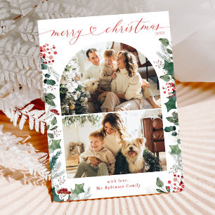 Red and Bright Merry Christmas 2 Photo Card