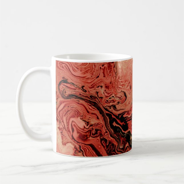 Red and brown abstract art coffee mug (Left)