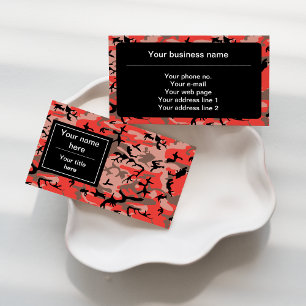 Red and Brown Camo, Camouflage, Military, Army Business Card