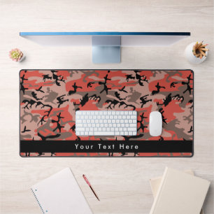 Red and Brown Camo, Camouflage, Military, Army Desk Mat