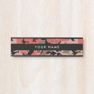 Red and Brown Camo, Camouflage, Military, Army Door Sign