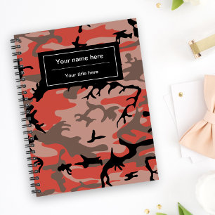Red and Brown Camo, Camouflage, Military, Army Notebook