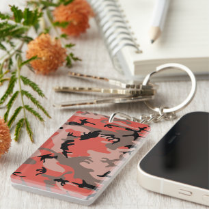 Red and Brown Camouflage, Military, Army Keychain