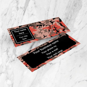 Red and Brown Camouflage, Military, Army Mini Business Card