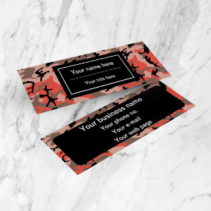 Red and Brown Camouflage, Military, Army Mini Business Card