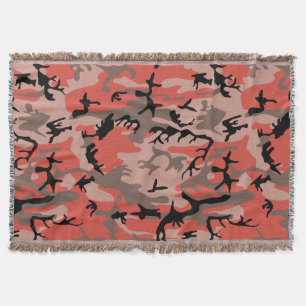 Red and Brown Camouflage, Military, Army Throw Blanket