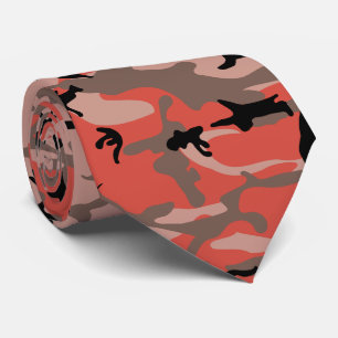 Red and Brown Camouflage, Military, Army Tie