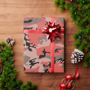 Red and Brown Camouflage, Military, Army Wrapping Paper