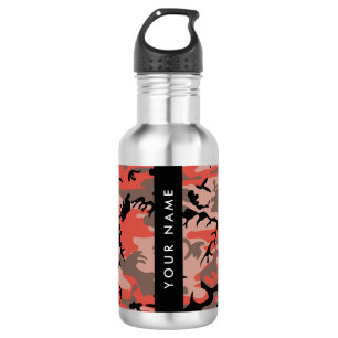Red and Brown Camouflage Your name Personalize 532 Ml Water Bottle