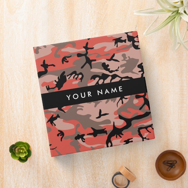 Red and Brown Camouflage Your name Personalize Binder (In Situ)