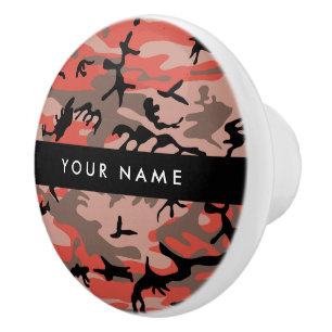Red and Brown Camouflage Your name Personalize Ceramic Knob