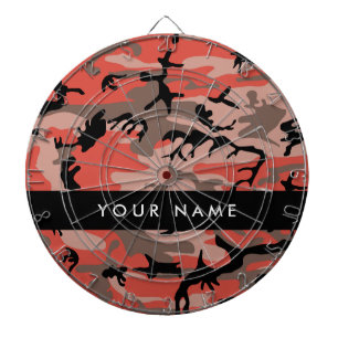 Red and Brown Camouflage Your name Personalize Dartboard