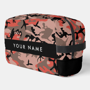 Red and Brown Camouflage Your name Personalize Dopp Kit