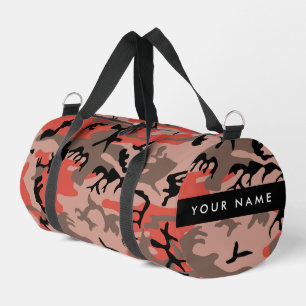 Red and Brown Camouflage Your name Personalize Duffle Bag