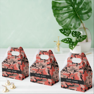 Red and Brown Camouflage Your name Personalize Favor Box