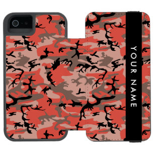 Red and Brown Camouflage Your name Personalize Incipio Watson™ iPhone 5 Wallet Case