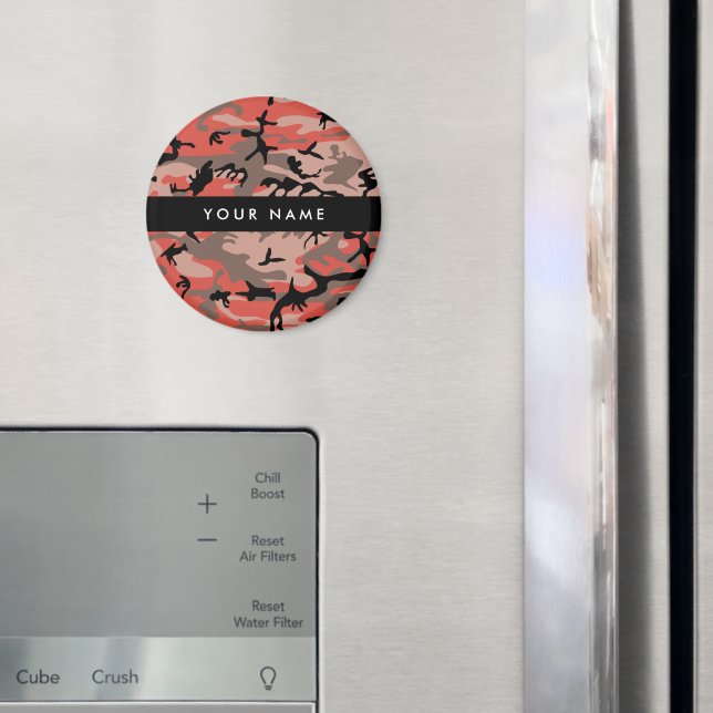 Red and Brown Camouflage Your name Personalize Magnet (In Situ (Fridge))