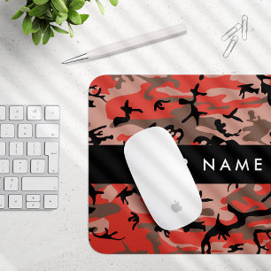 Red and Brown Camouflage Your name Personalize Mouse Pad