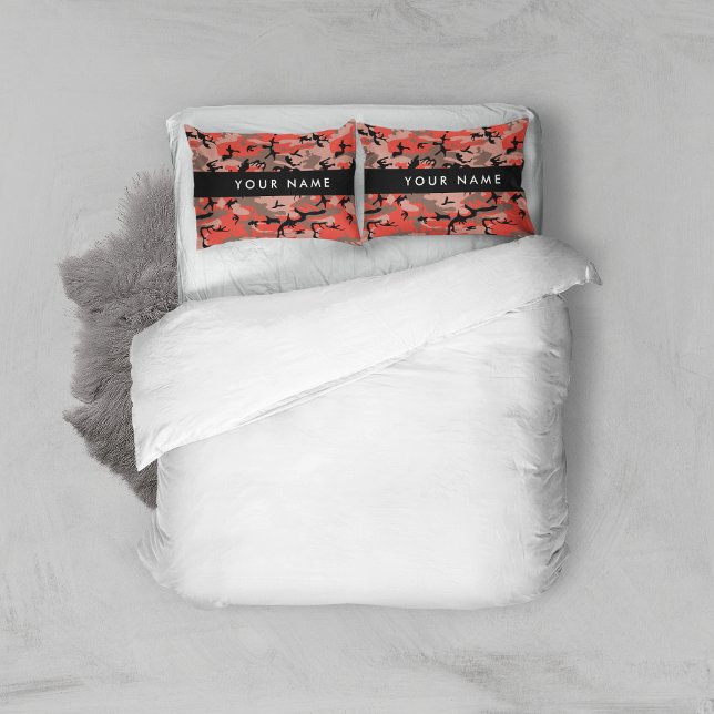 Red and Brown Camouflage Your name Personalize Pillowcase (Creator Uploaded)