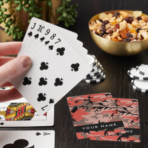 Red and Brown Camouflage Your name Personalize Playing Cards