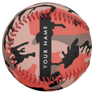 Red and Brown Camouflage Your name Personalize Softball