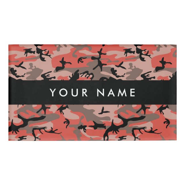 Red and Brown Camouflage Your name Personalize Tag (Front)