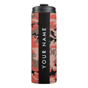 Red and Brown Camouflage Your name Personalize Thermal Tumbler