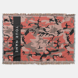 Red and Brown Camouflage Your name Personalize Throw Blanket