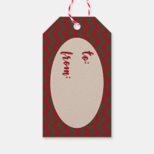Red and Brown Chevrons Christmas Gift Tag