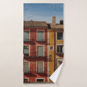 RED AND BROWN CONCRETE BUILDING PHOTOGRAPHY BATH TOWEL