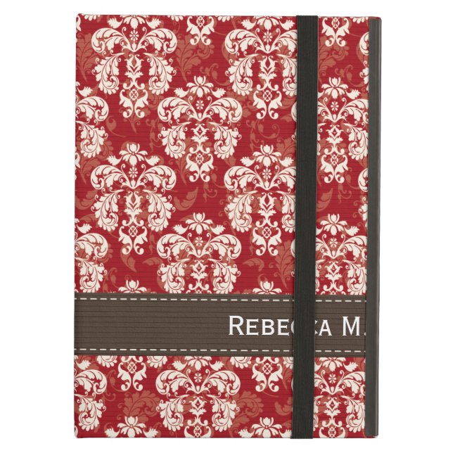 Red and Brown Damask Case For iPad Air (Front Closed)